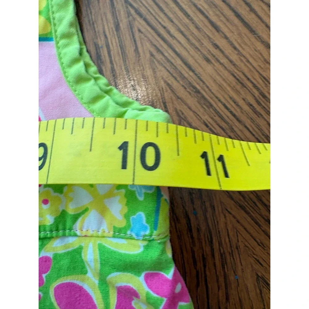 Lilly Pulitzer Baby Girls Pink Green Floral Turtle Print Dress 6-12M Pocket Lace